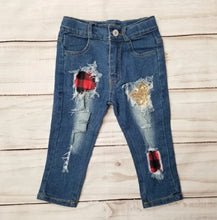 Load image into Gallery viewer, Buffalo Plaid & Sequin 2 Piece Demin Set