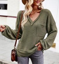 Load image into Gallery viewer, V Neck Casual Long Sleeve Top
