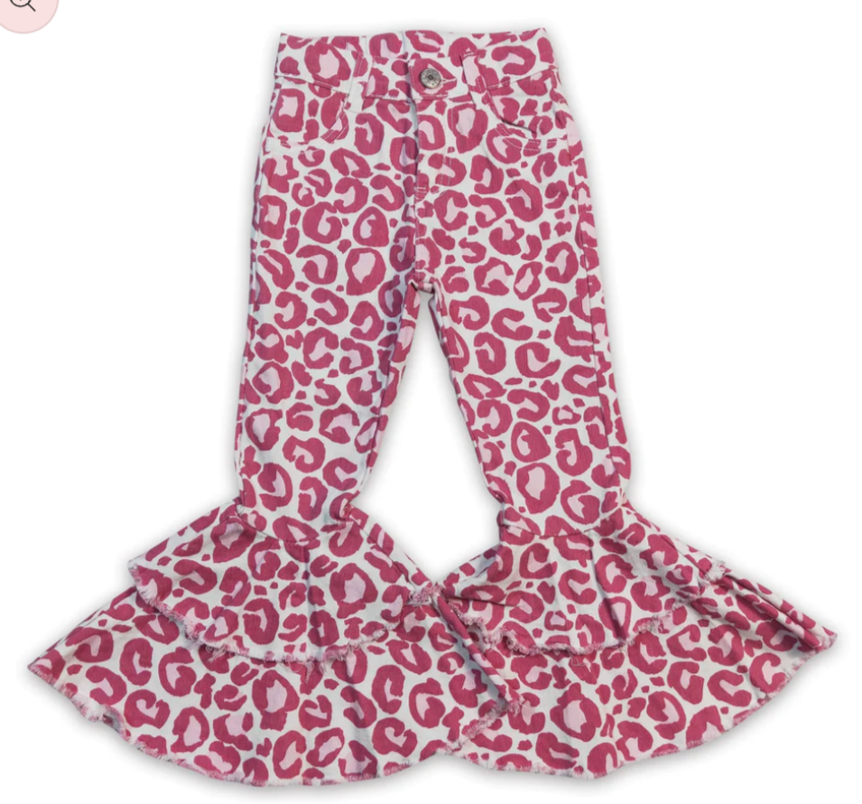 Pre-order: Leopard Bell Bottom Denim