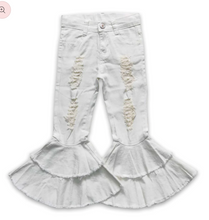 Load image into Gallery viewer, Tiered Distressed Bell Bottom Denim (Multiple Colors)
