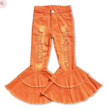 Load image into Gallery viewer, Tiered Distressed Bell Bottom Denim (Multiple Colors)
