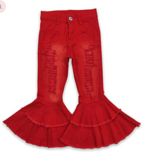 Load image into Gallery viewer, Tiered Distressed Bell Bottom Denim (Multiple Colors)
