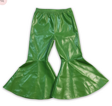 Load image into Gallery viewer, Pre-order: Leather Ruffle Bell Bottom Pants
