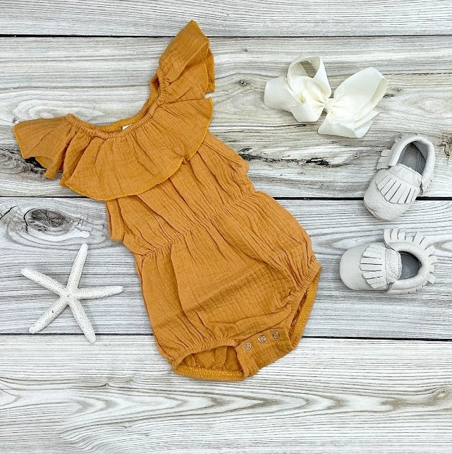 Mustard Gauze Infant Romper