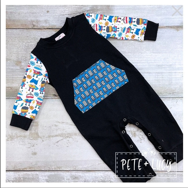 Superheroes in the City Infant Romper