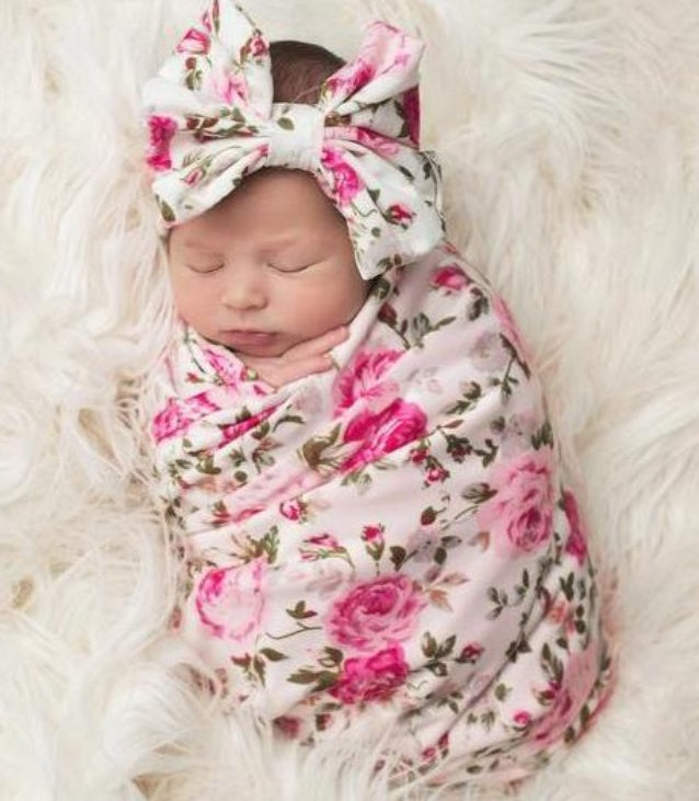 Floral Swaddle & Headband