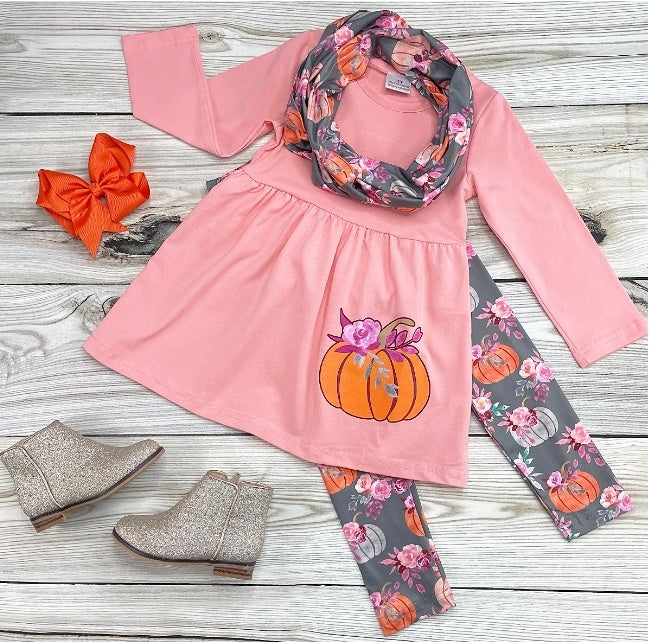 Pink Pumpkin 3 Piece Scarf Set