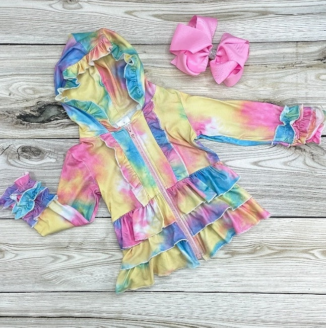 Tie Dye Ruffle Hoodie