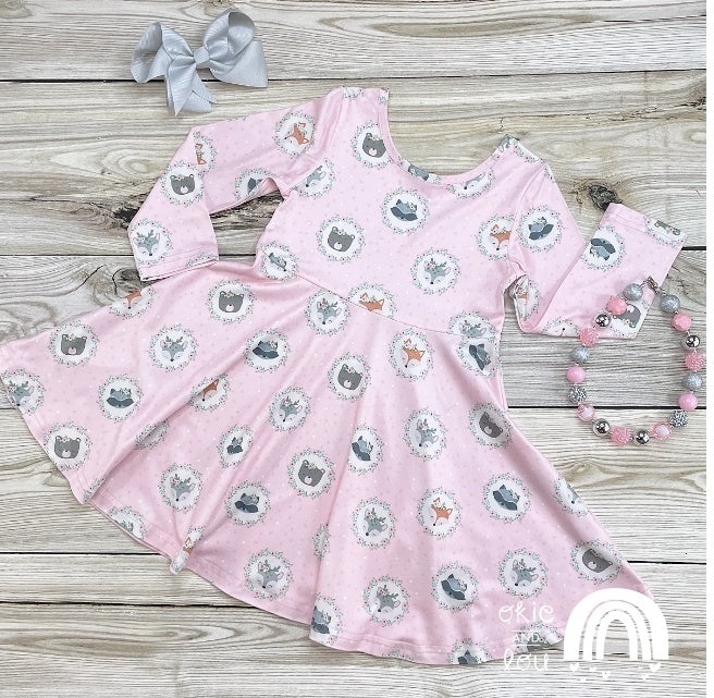 Pink Woodland Friends Dress