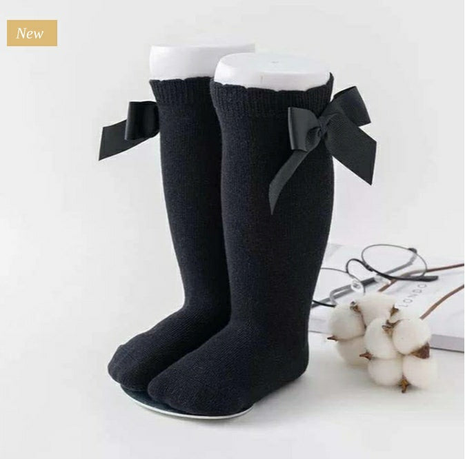 Girls Knee High Bow Socks