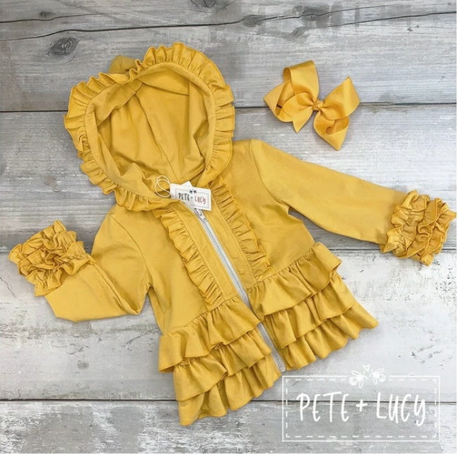Mustard Ruffle Hoodies