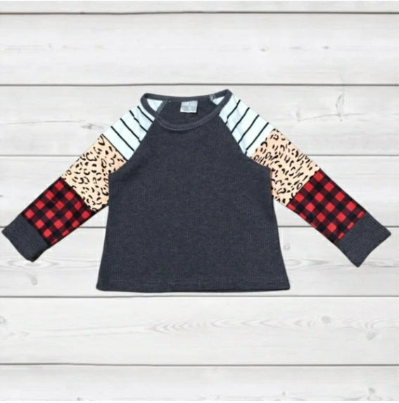 Buffalo Plaid, Leopard, & Stripes Top