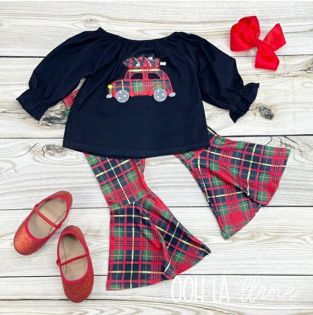 Perfect Plaid Bell Bottom 2 Piece Set