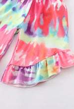 Load image into Gallery viewer, Rainbow Tie Dye Ruffle Jumpsuit
