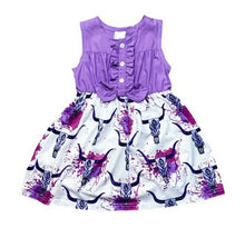 Load image into Gallery viewer, Button Top Dress with Purple Steer Skirt
