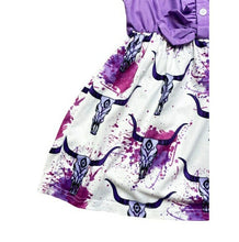 Load image into Gallery viewer, Button Top Dress with Purple Steer Skirt

