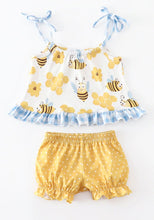 Load image into Gallery viewer, Mustard Bee Ruffle Infant 2 Piece Set

