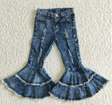 Load image into Gallery viewer, Tiered Bell Bottom Denim - Med Wash
