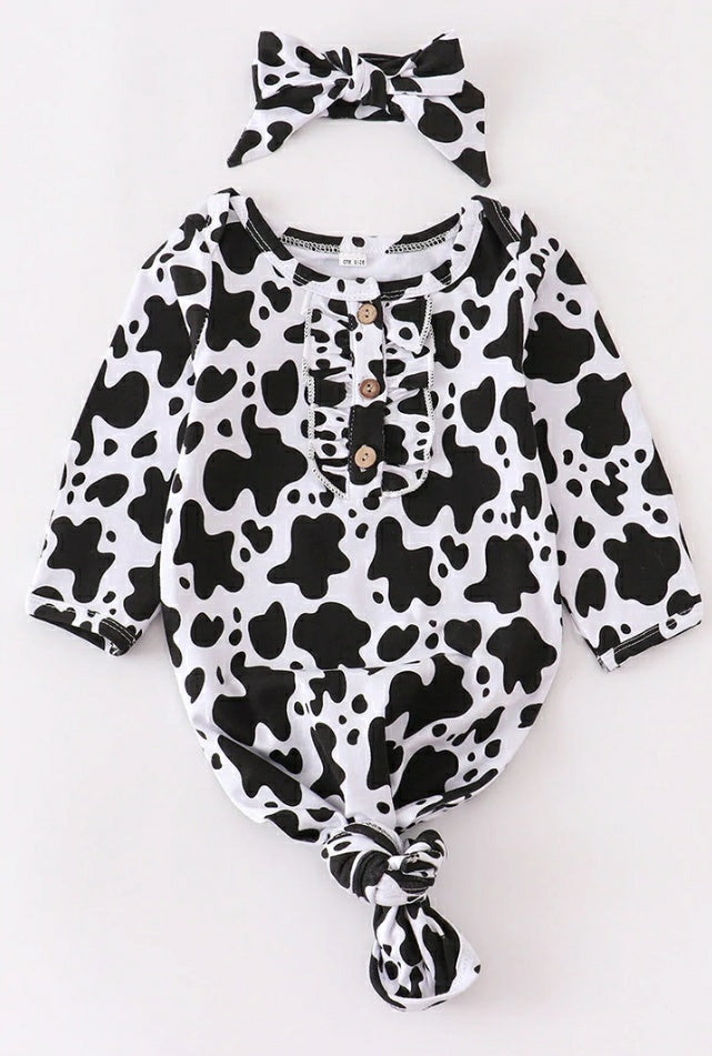 Cow Print Gown w/ Headband