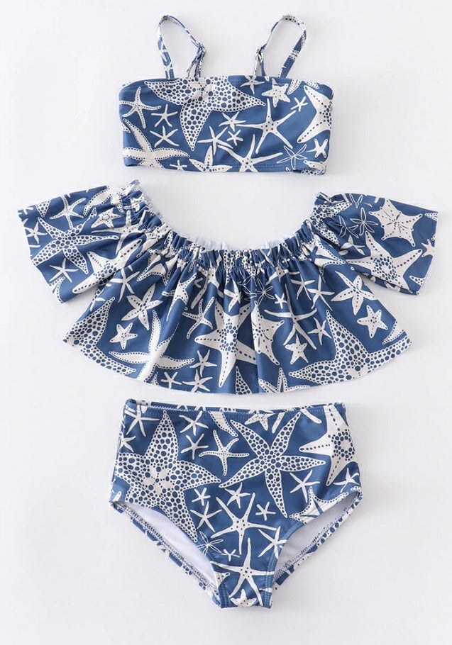 Navy Starfish Girl's 3 Piece Swim Suit