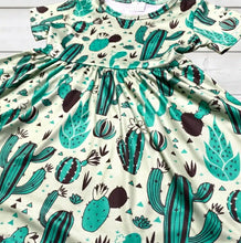 Load image into Gallery viewer, Prairie Green Cactus Twirly Dress
