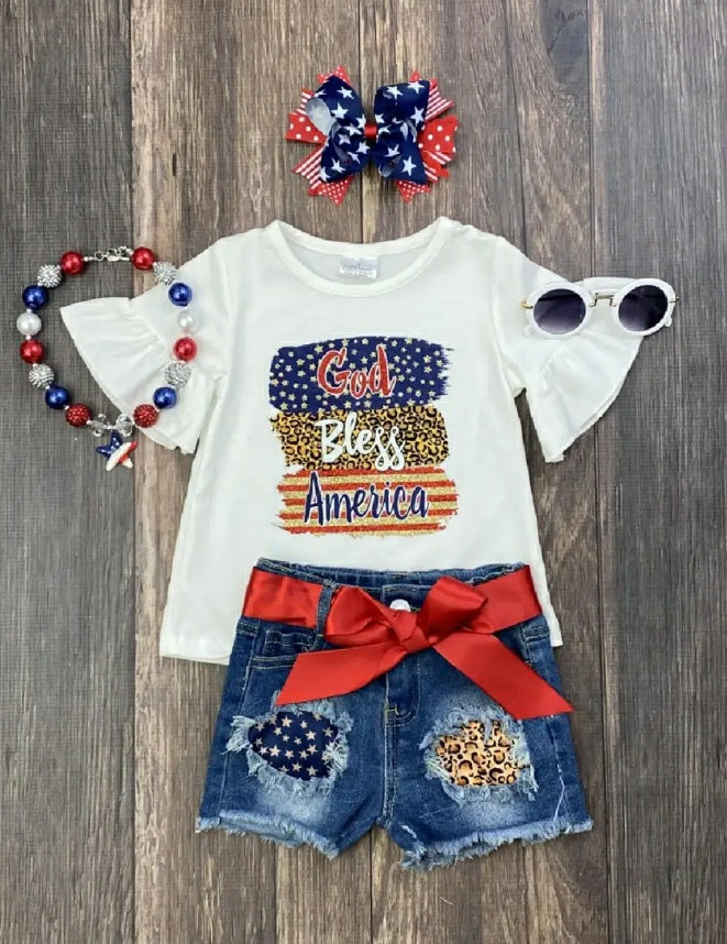God Bless America 2 Piece Denim Set