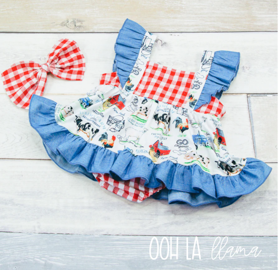 Farm Town Girl Infant Romper