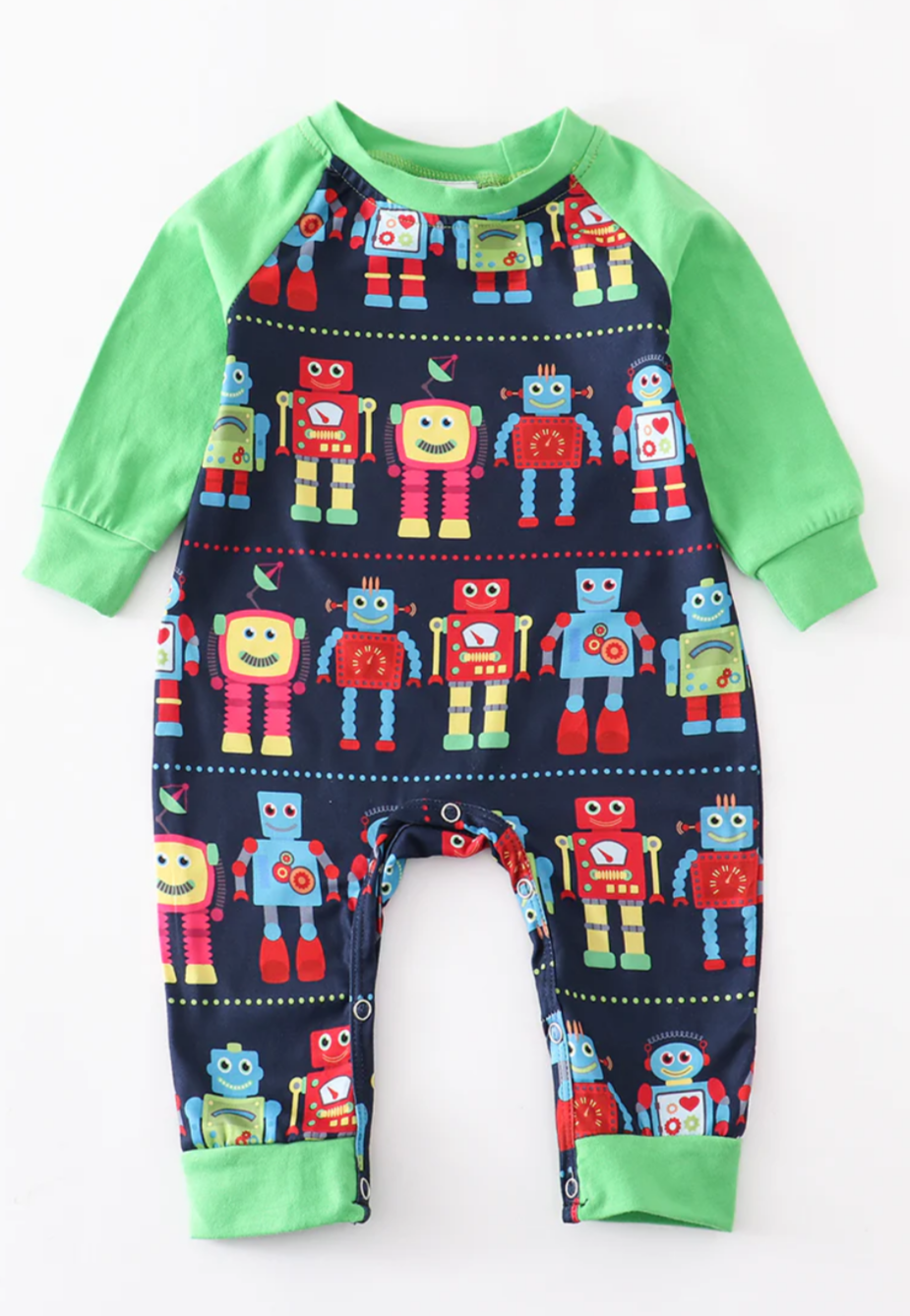 Green Robot Infant Romper