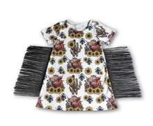 Load image into Gallery viewer, Highland Sunflower Cow Tassel Dress
