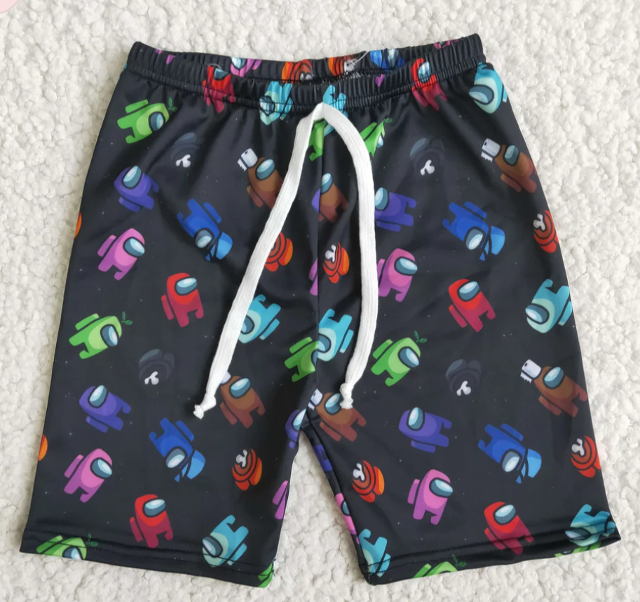 Black Game Character Swimming Trunks
