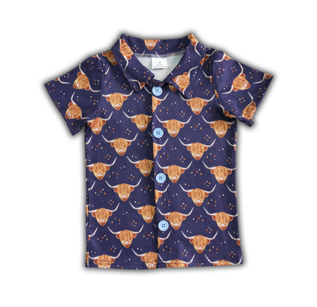 Highland Cow Button Down
