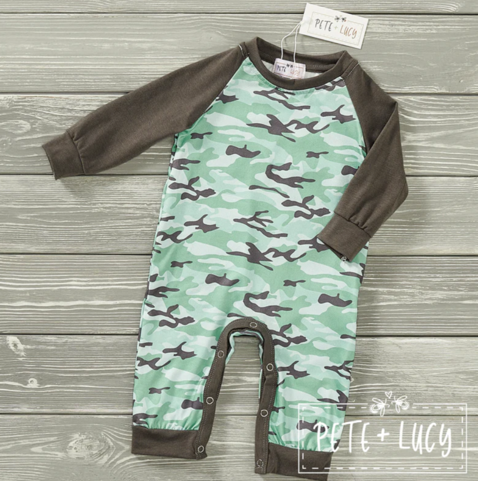 Grey Camo Boy's Infant Romper
