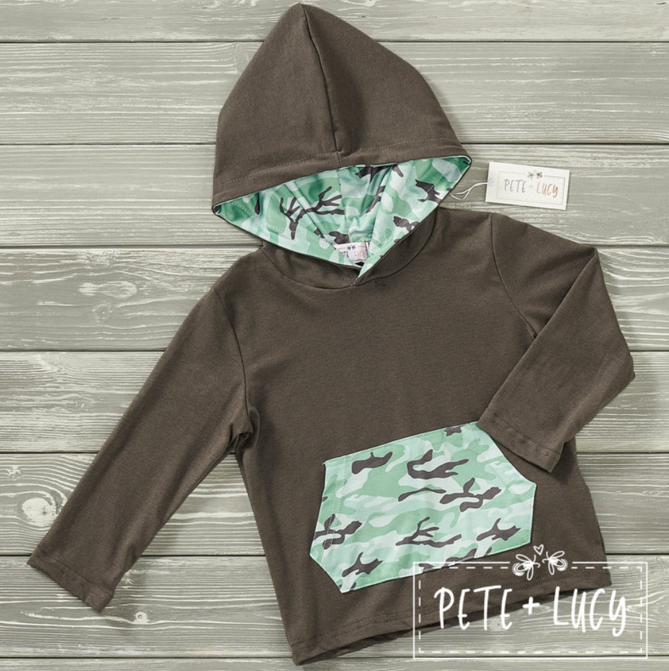 Grey Camo Boy's Shirt Set