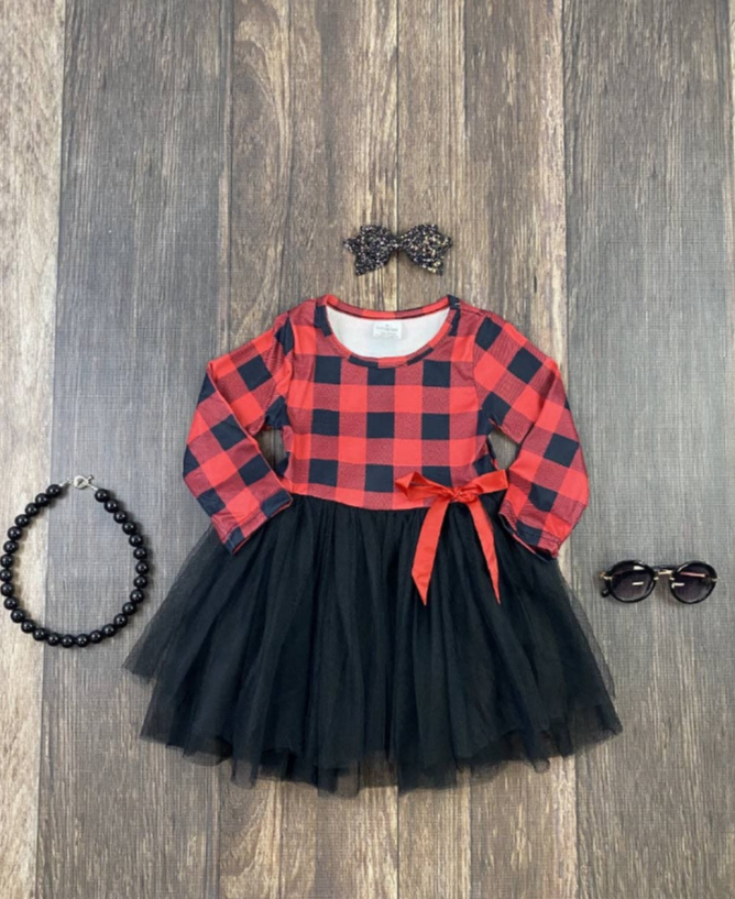 red buffalo plaid dress Wonder Nation Red Black Buffalo Plaid Dress