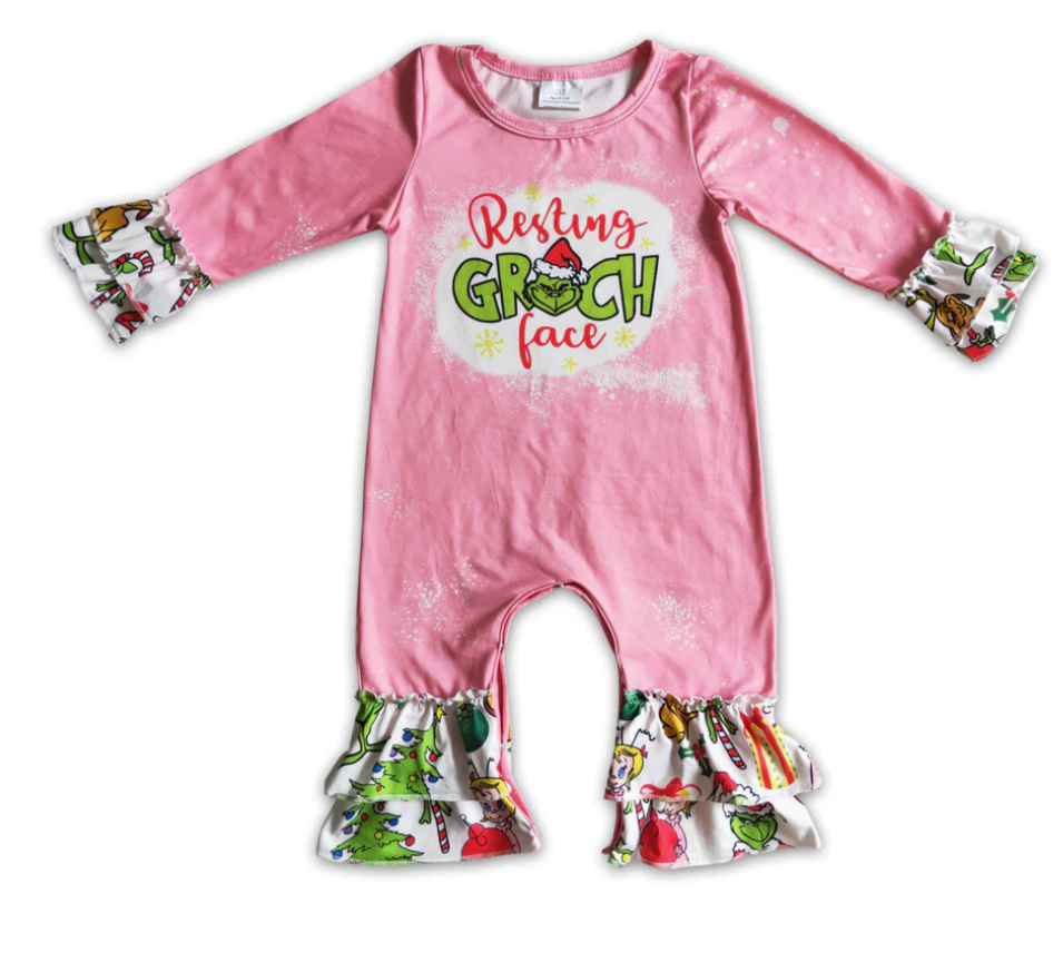 Resting Grinch Face Infant Romper