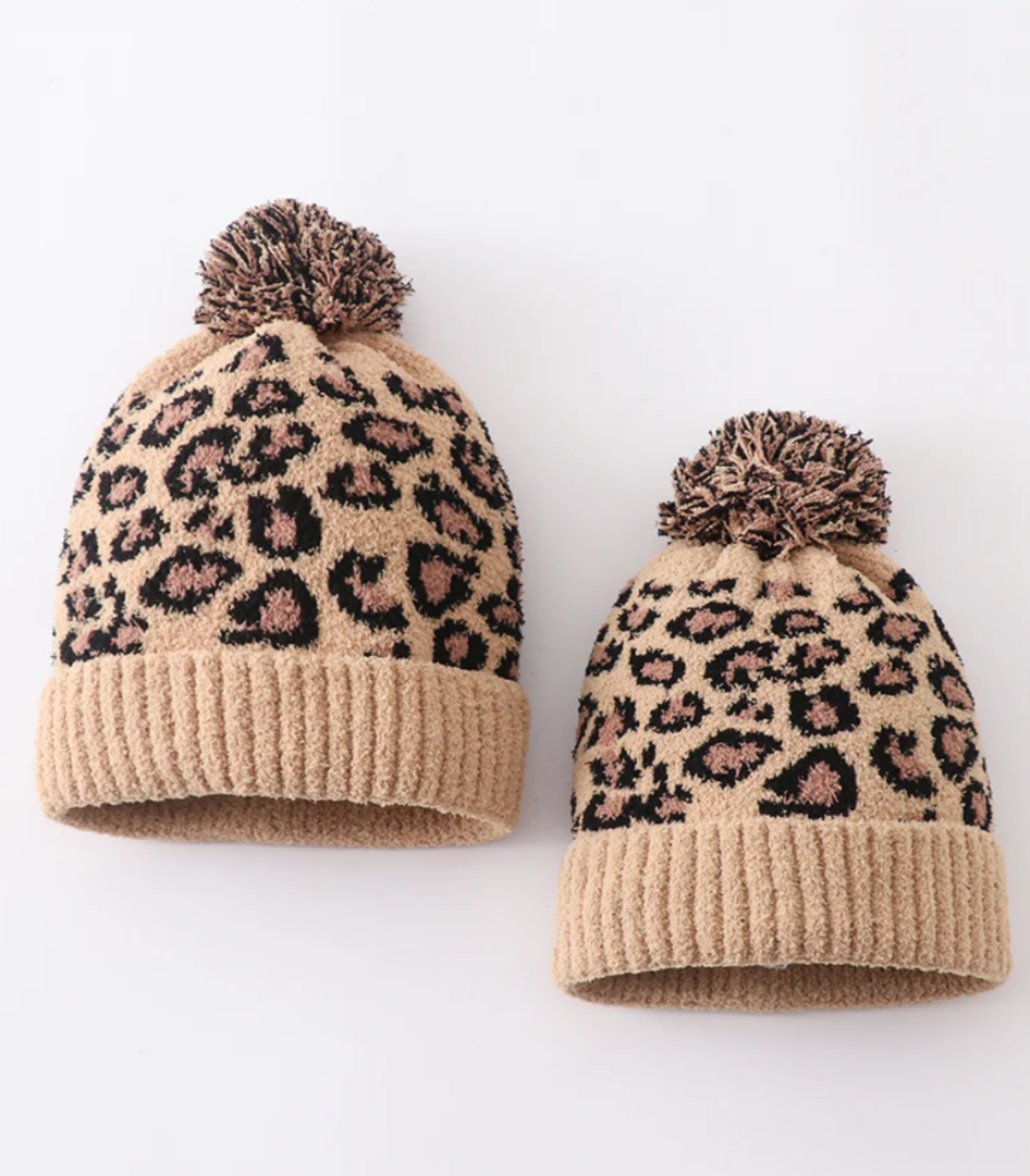 Leopard Pom Pom Beanie