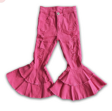 Load image into Gallery viewer, Tiered Distressed Bell Bottom Denim (Multiple Colors)
